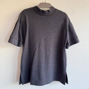 Zara Gray Drop Shoulder High Neck Sweater Top